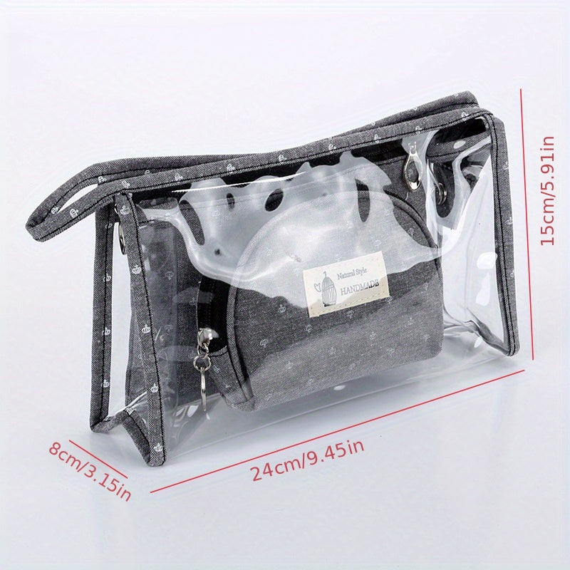 3pcs Transparent Cosmetic Bag PVC Waterproof Makeup Bag Organizer