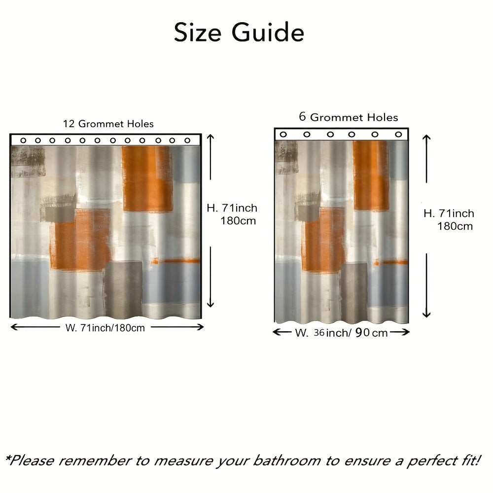 Waterproof Plaid Shower Curtain with 12 Hooks