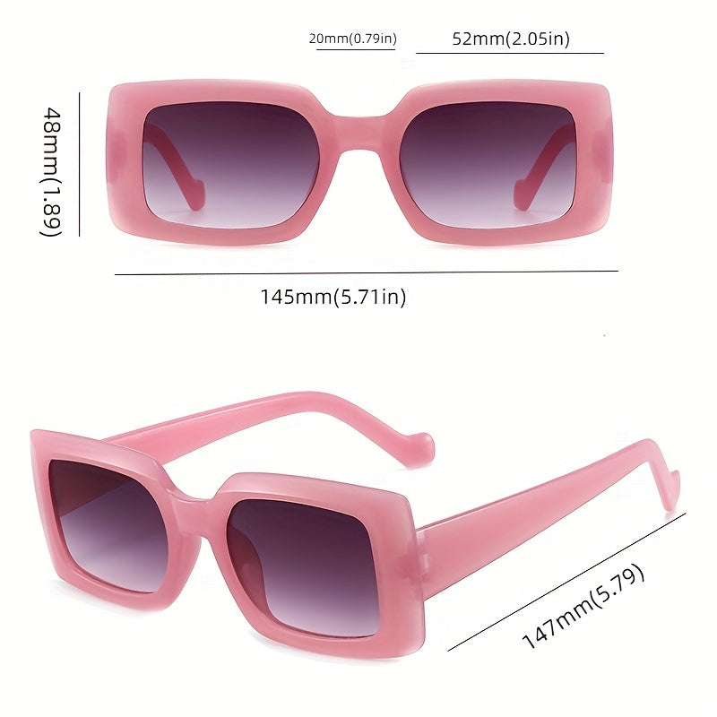 Rectangle Frame Sunglasses Jelly Gradient Lens Minimalist Eyewear