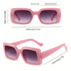 Rectangle Frame Sunglasses Jelly Gradient Lens Minimalist Eyewear