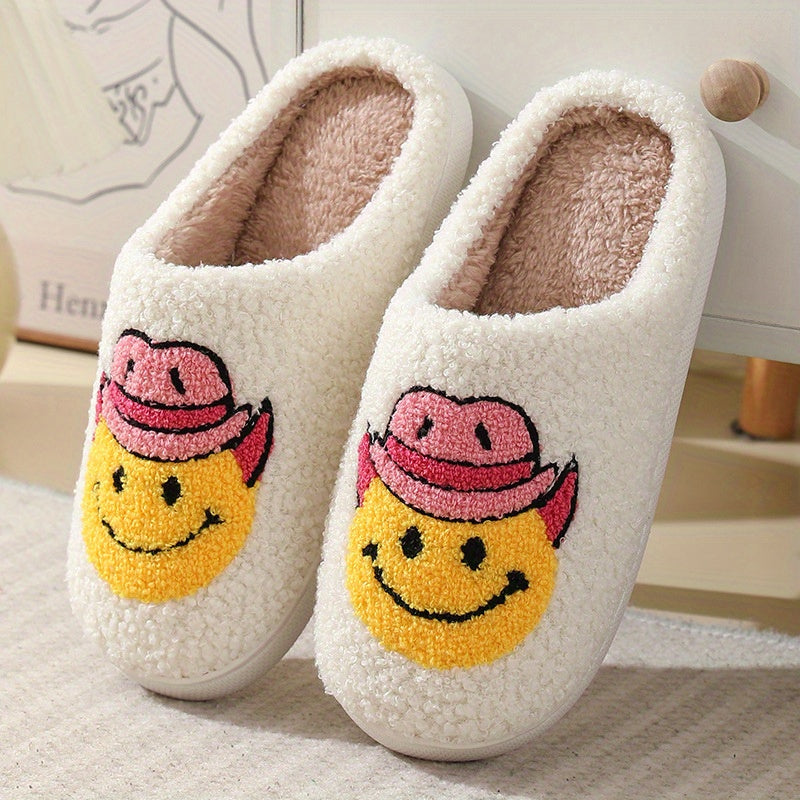 Women's Smile Fuzzy Slippers Warm Plush Shoes