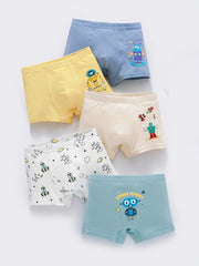 5pcs Boys Lion Print Boxer Shorts Underwear