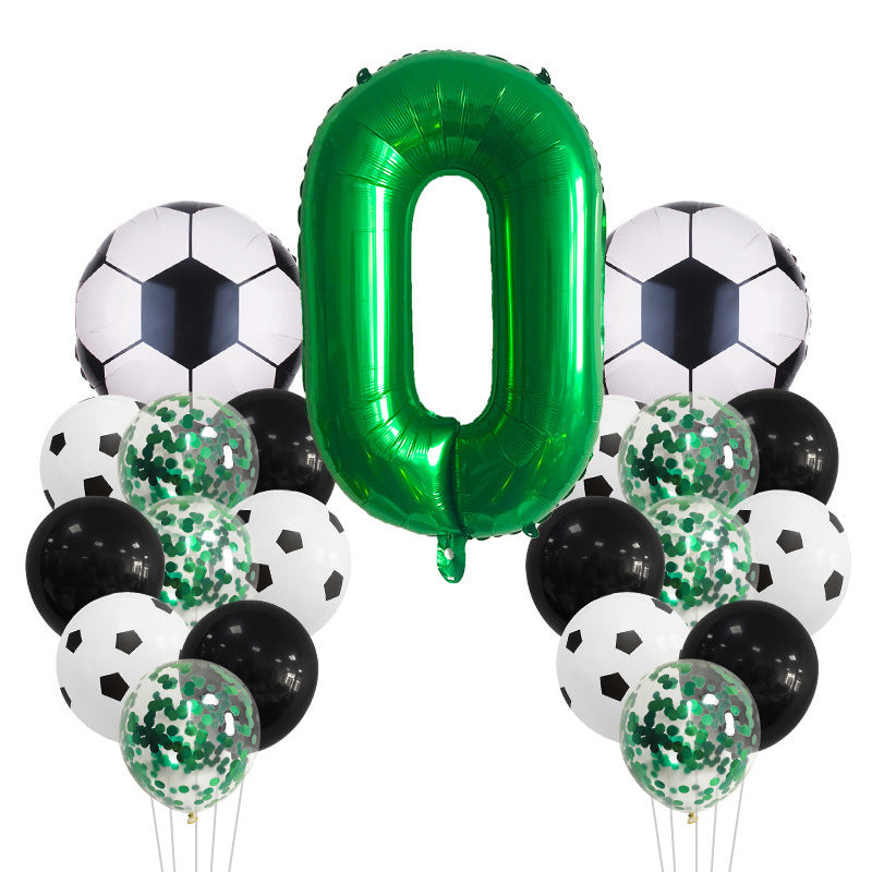 22pcs Football Balloon Set Green 81 28 Cm Number Balloon Sequin Balloon Set
