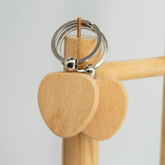 Heart Shaped Wooden Key Tag for Engraving - Pack of 3