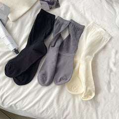 3 Pairs Solid Socks Comfy & Breathable Women's Stockings