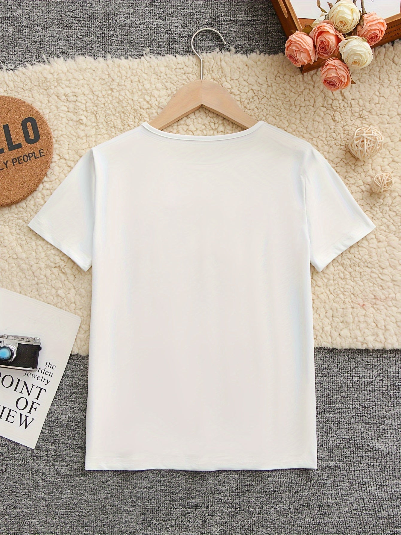 Girls Sweet Heart Graphic Crew Neck T-shirt