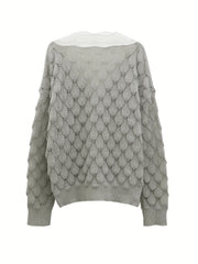  V Neck Sweater with Lace Long Sleeve