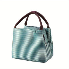 Portable Striped Insulated Bag for Office School Picnic