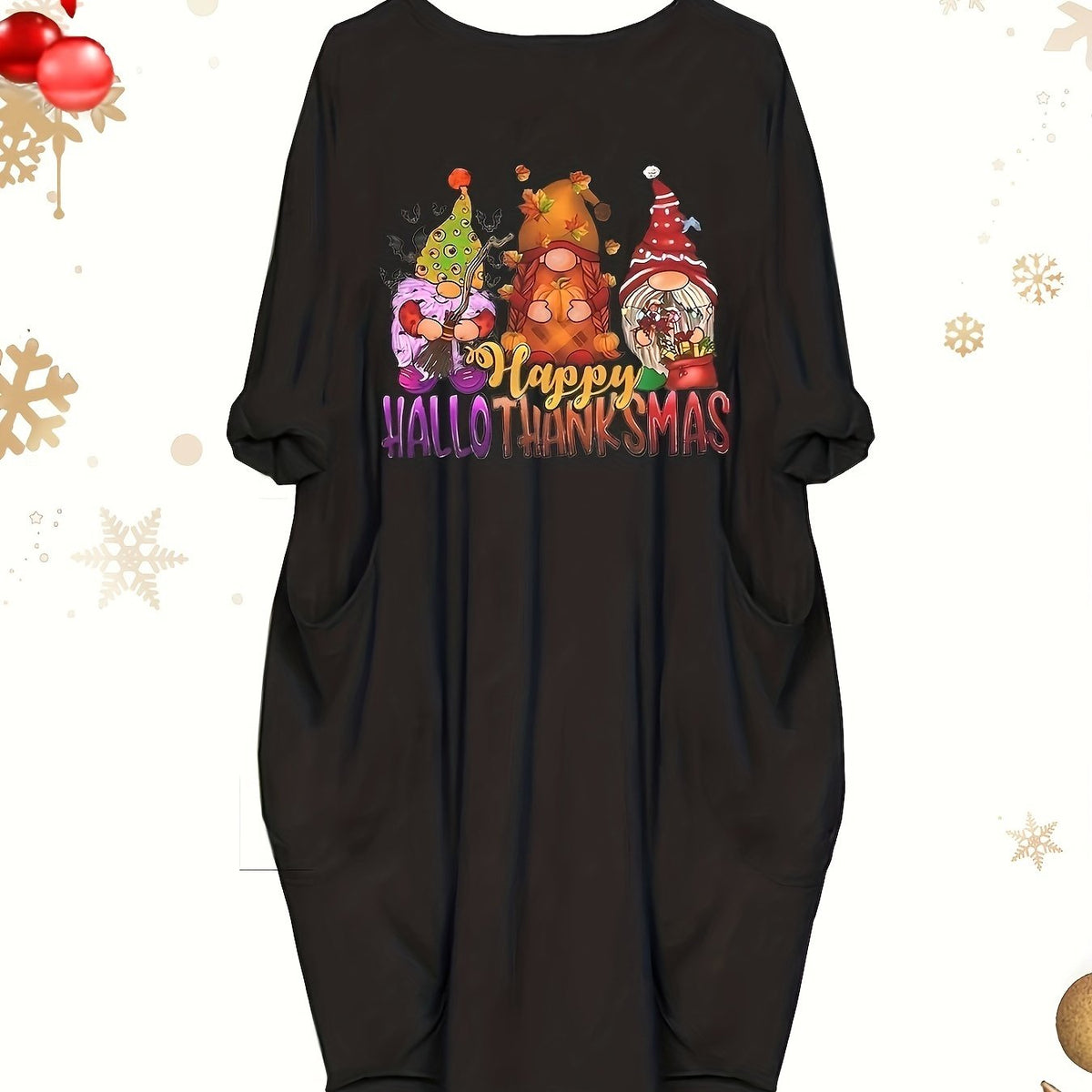  Women's Graphic Print Long Sleeve Dress