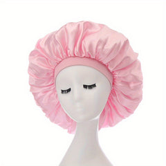 Extra Large Satin Bonnet Cap Wide Brimmed Nightcap Solid Hat