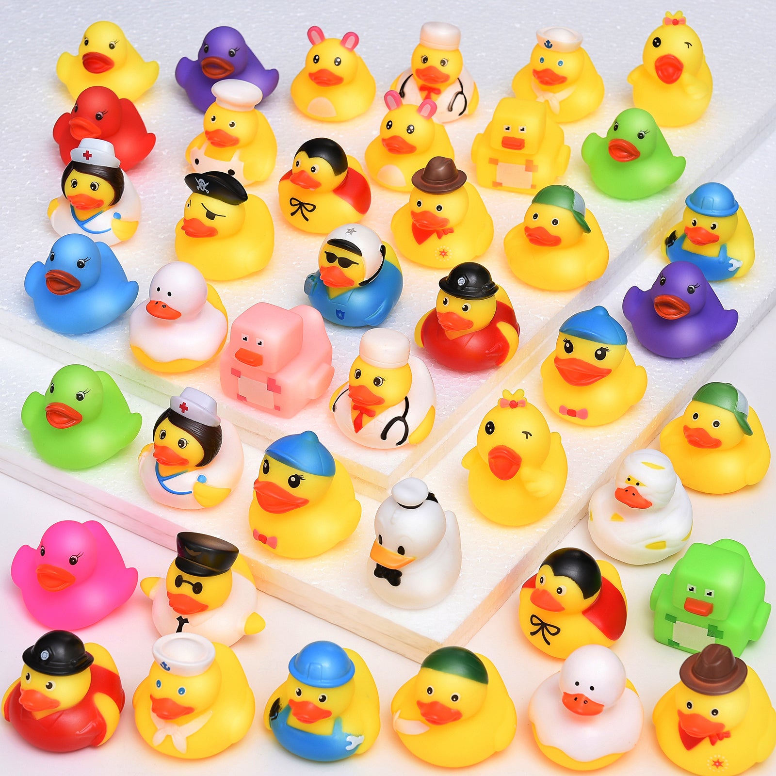 25pcs Rubber Ducks Bath Toys Storage Net for Holidays