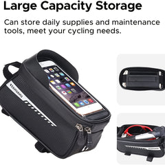 Waterproof Bike Front Frame Bag with Phone Holder Cycling Storage Accessory