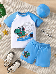 Boys' Block Swim Suit Raglan Short Sleeve T Shirt & Shorts Set