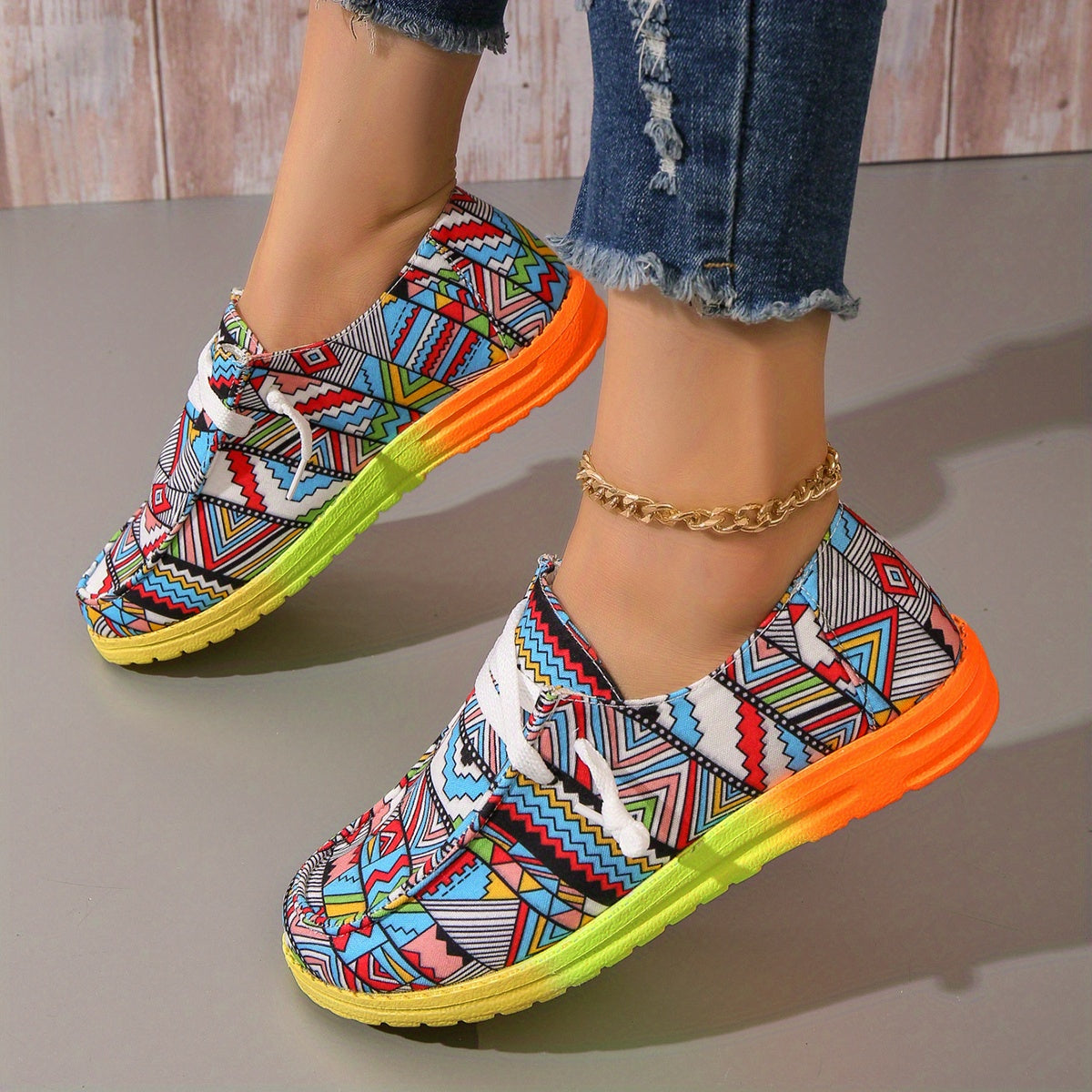 Geometric Pattern Canvas Women's Shoes