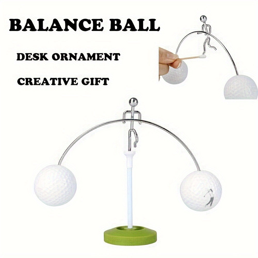 Golf Small Ball Balance Ornament Non-slip Base Desktop Golf Lover Gift