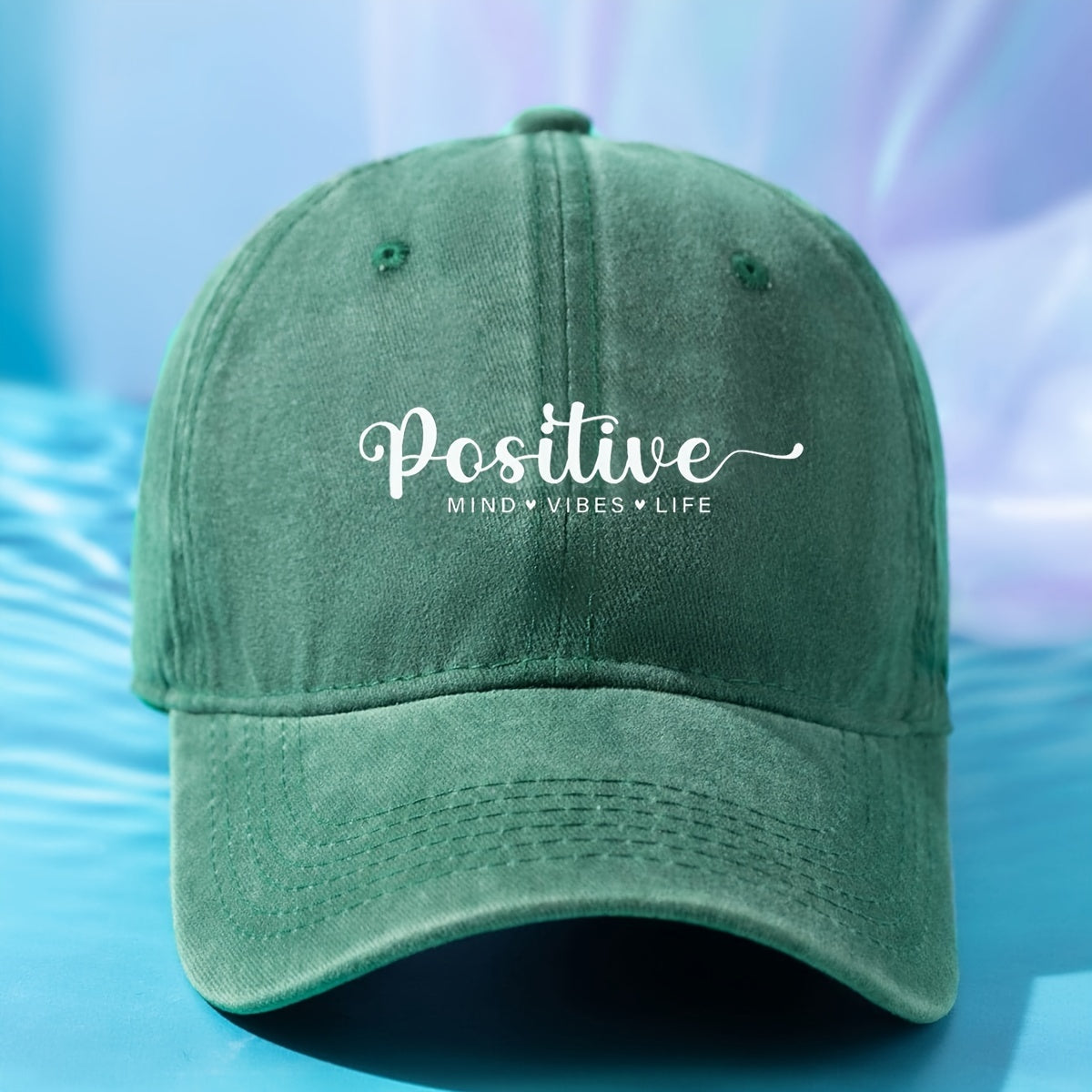 Positive Print Casual Baseball Cap Hat Candy Washed Couple Hat
