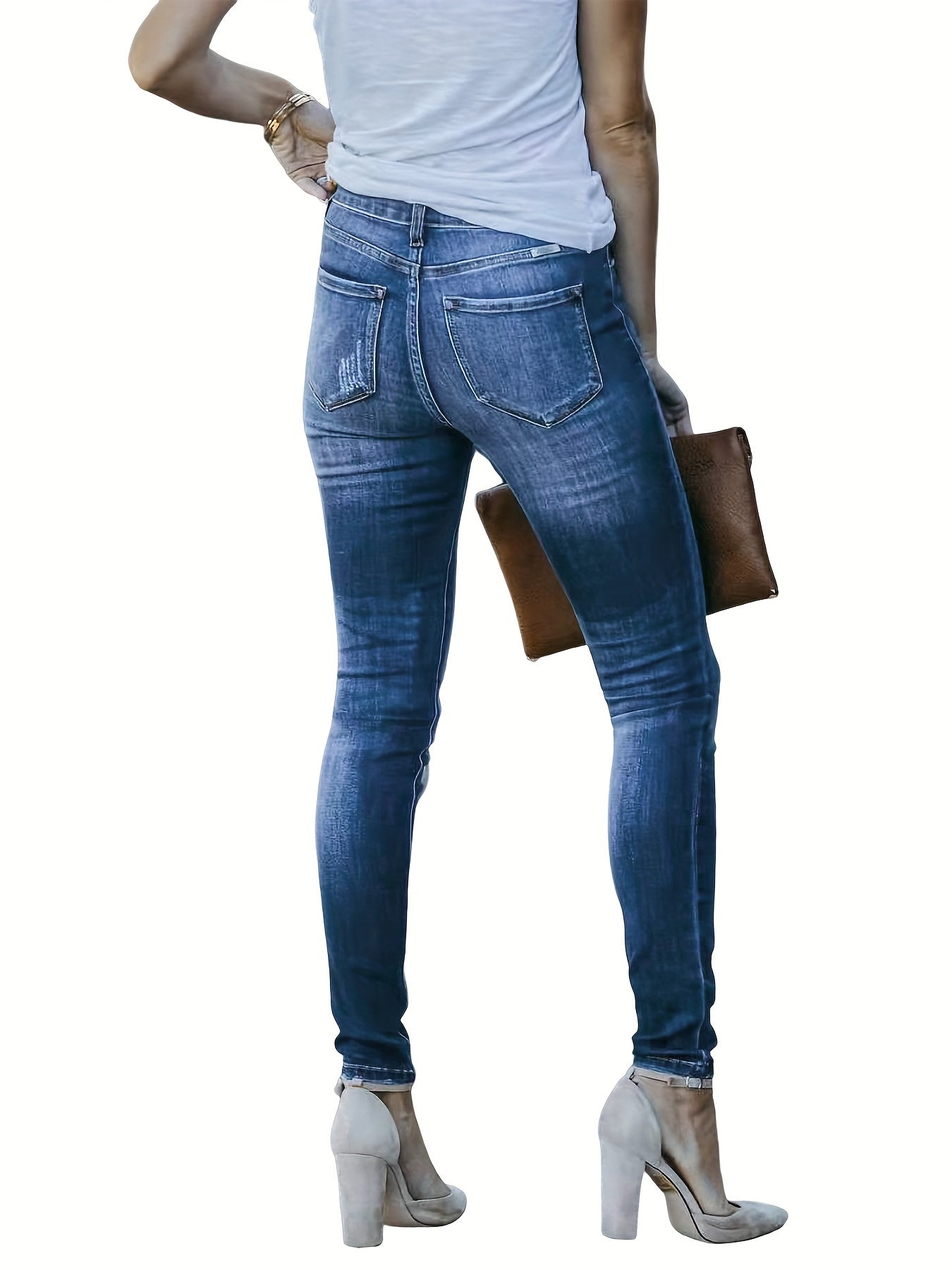  Button Fly Slim Fit Stretch Denim Pants