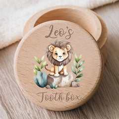 Personalized Wooden Tooth Keepsake Box for Kids Custom Animal Name Gift
