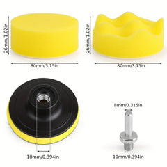Car Foam Drill 3 Inch Buffing Pad Kit for Polishing Waxing Sealing Glaze