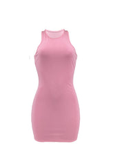 Sleeveless Bodycon Dress Sexy Bag Hip Ruffled Slim Dress