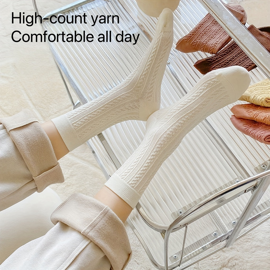 5 Pairs Twist Textured Socks for Women