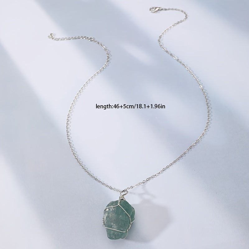 Men's Rough Wire Wound Stone Necklace