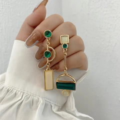 Geometric Drop Earrings - Golden Hollow Resin Metal Jewelry