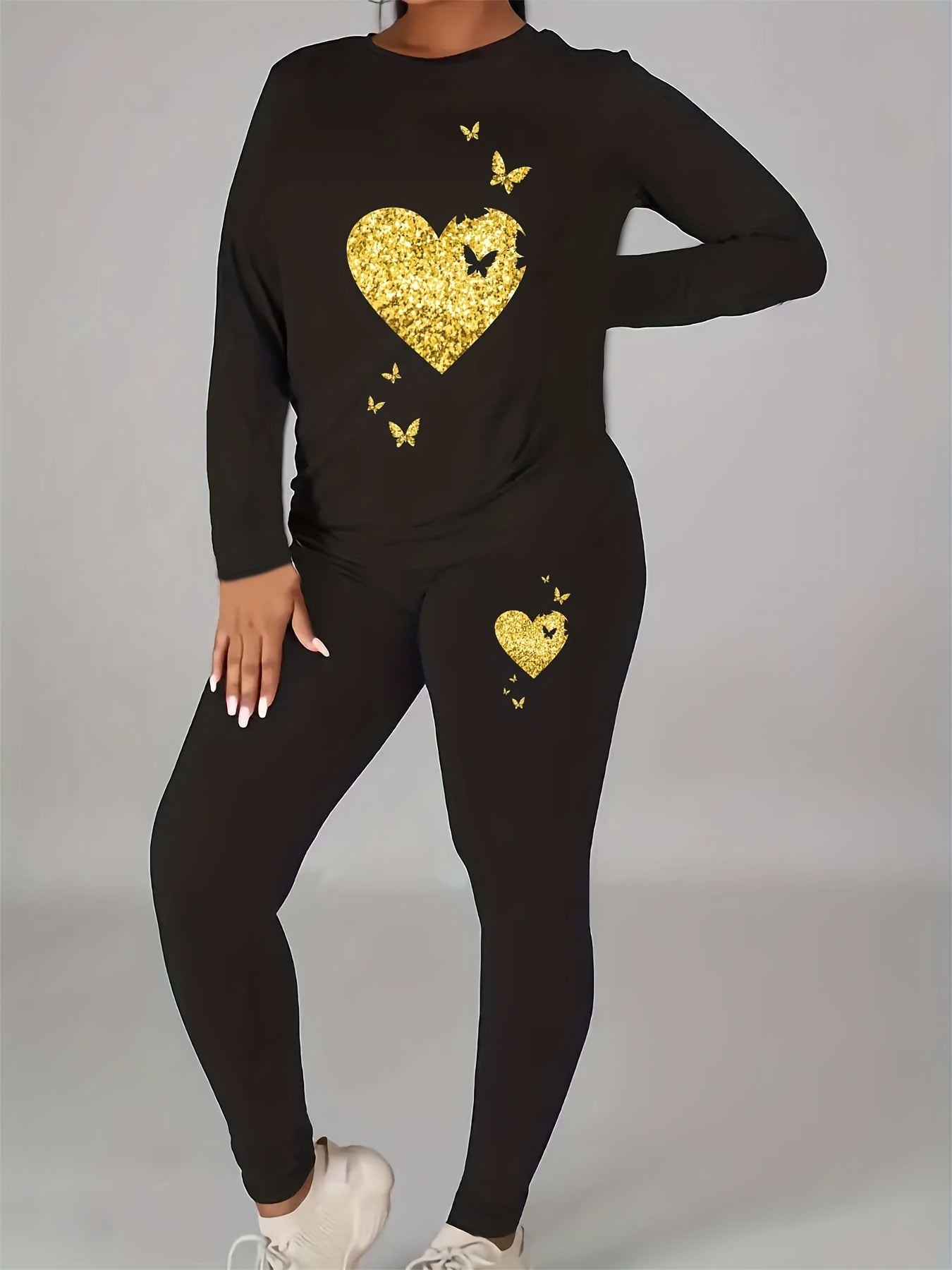  Heart & Butterfly Print 2 Piece Set