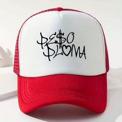 Gothic Letter Print Trucker Hat Mesh Baseball Cap