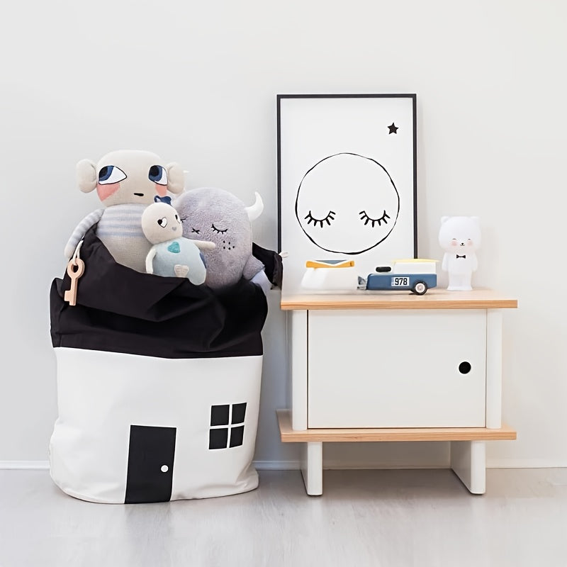 Nordic Style House Shaped Storage Bag Durable Polyester Fabric with Hanging Loop
