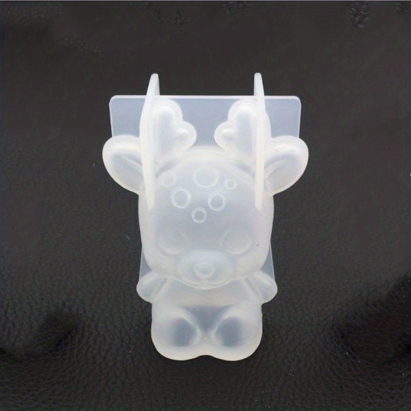3D Mirror Christmas Deer Silicone Mold Aromatherapy Gypsum Ornament