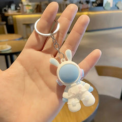 Multicolor 3D Space Rabbit Bunny Keychain Creative Keyring Pendant