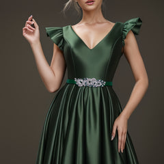 Emerald Green Rhinestone Bridal Belt Waistband Wedding Party Dresses
