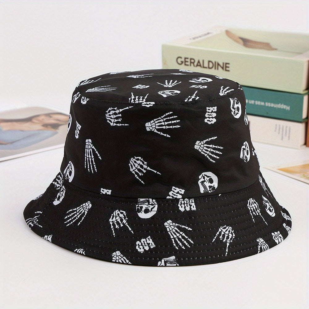 1pc Printed Multicolor Bone Bucket Hat