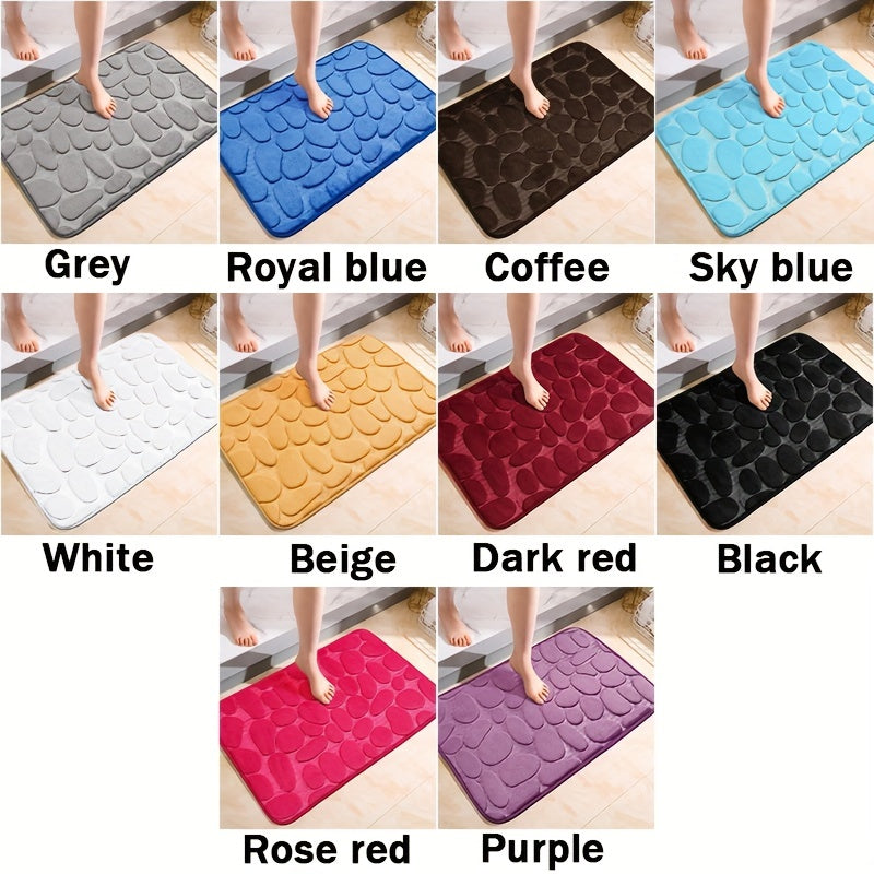 Cobblestone Pattern Bath Rug Soft Non Slip Quick Dry Bath Mat