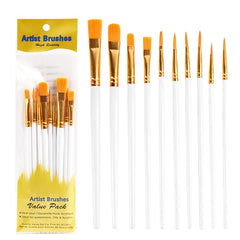 10pcs Watercolor Gouache Painting Brush Set Round Pointed Hook Pen Hair Brushes