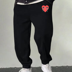Men's Heart Print Joggers Casual Sweatpants Outdoor