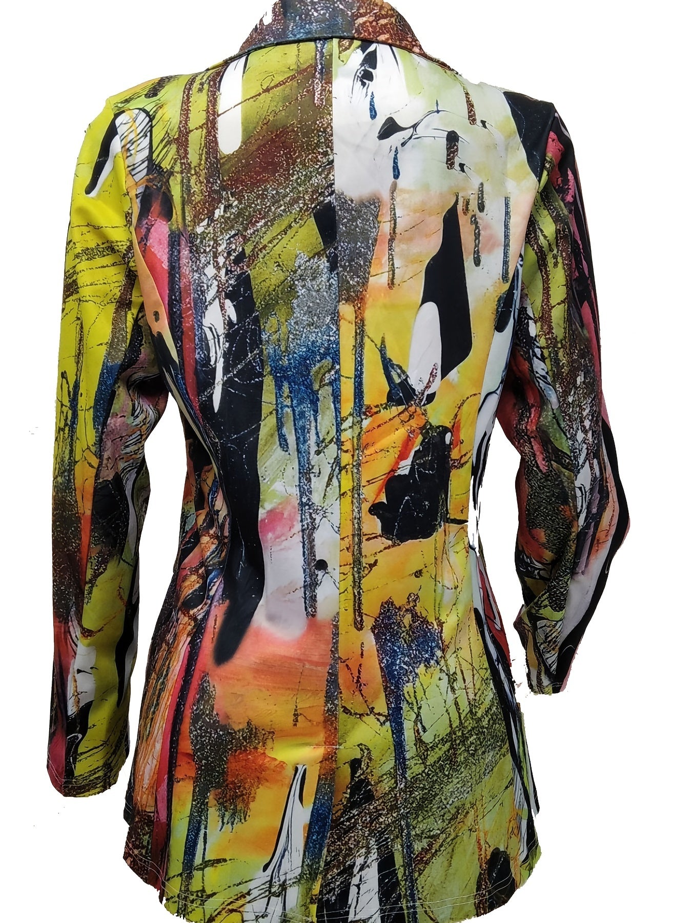 Casual Open Front Button Long Sleeve Loose Blazer Coat
