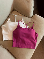 2pcs Girl's Solid Cami Top Padded Undershirts for Teens 13-20 Years Old