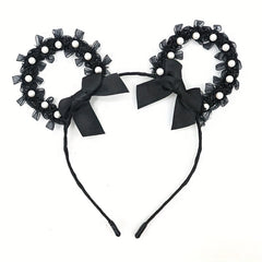 Lace Animal Ears Hair Band Ribbon Bow Cat Ears Decor Headband