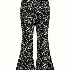  Boho Pants Women's Plus Ditsy Print Wide Leg Medium Stretch