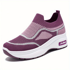 Women's Knitted Sock Shoes Breathable Slip On Low Top Chunky Sneakers