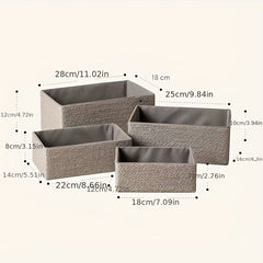 4pcs Paper Rope Woven Storage Baskets for Home Organization