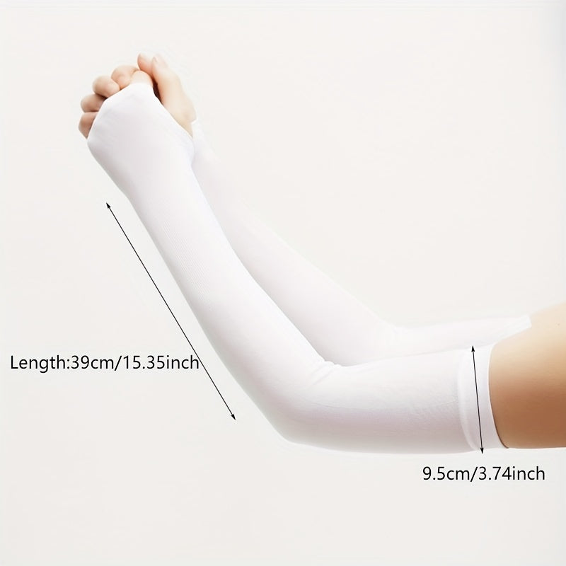 Ice Silk Sleeves Sunproof Elastic UV Protection Thin Breathable Solid Sleeves