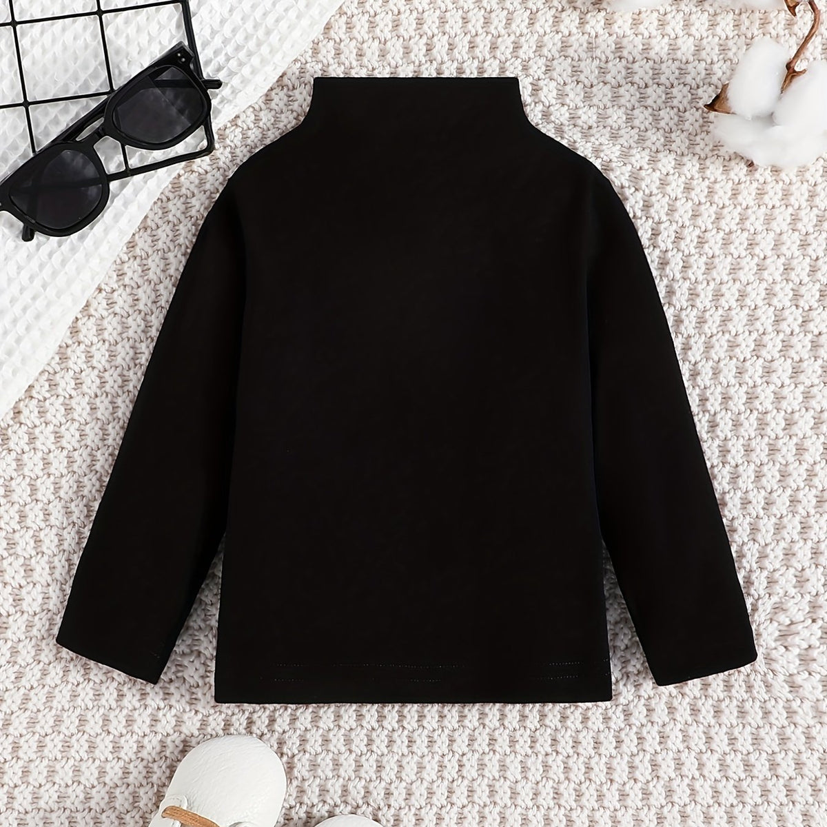 Stand Collar Long Sleeve Bottoming Shirt for Baby Girl