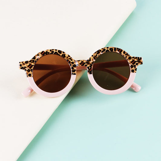 Kids Colorblock Round Frame Sunglasses with Case