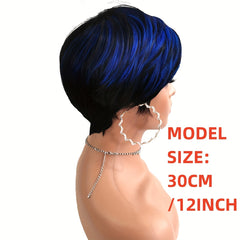 Short Synthetic Wigs for Women, Mixed Pixie Cut Wig, Short Wavy Layered Hair