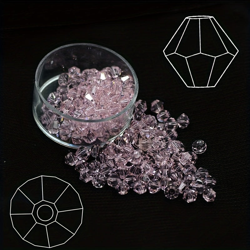 Pink Rhombus Crystal Glass Beads for DIY Jewelry