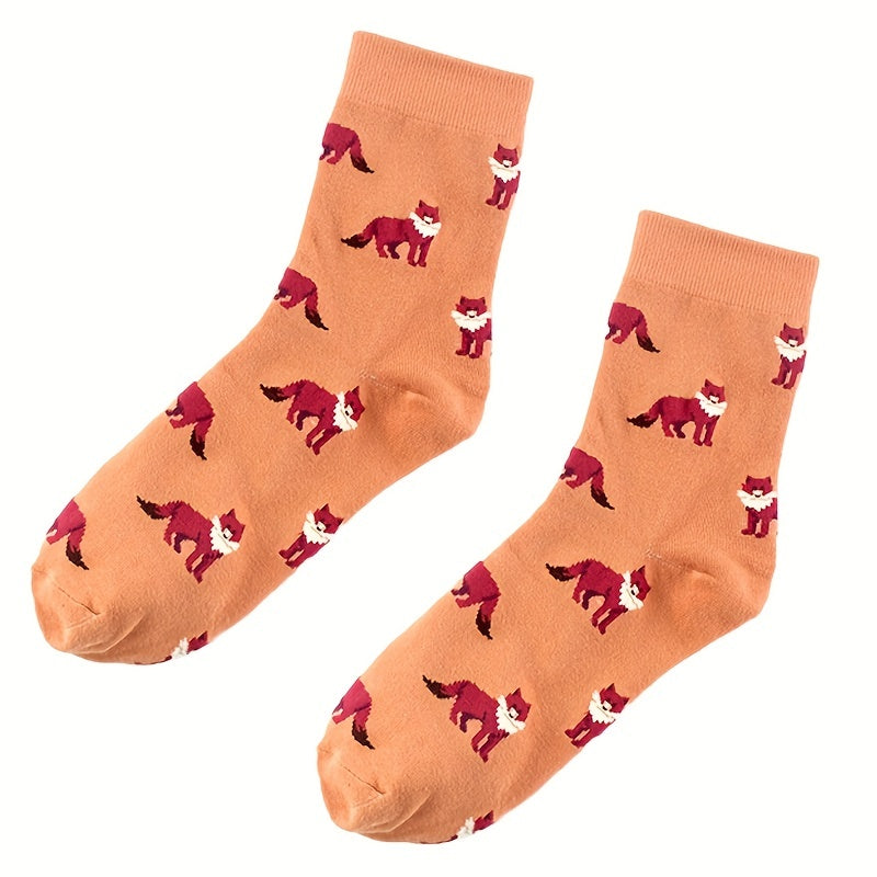 4 Pairs Cartoon Animal Print Socks Women's Stockings