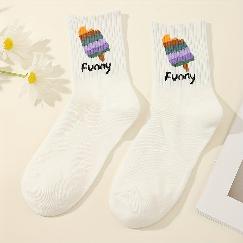 6 Pairs Cartoon Rainbow Socks Women's Stockings